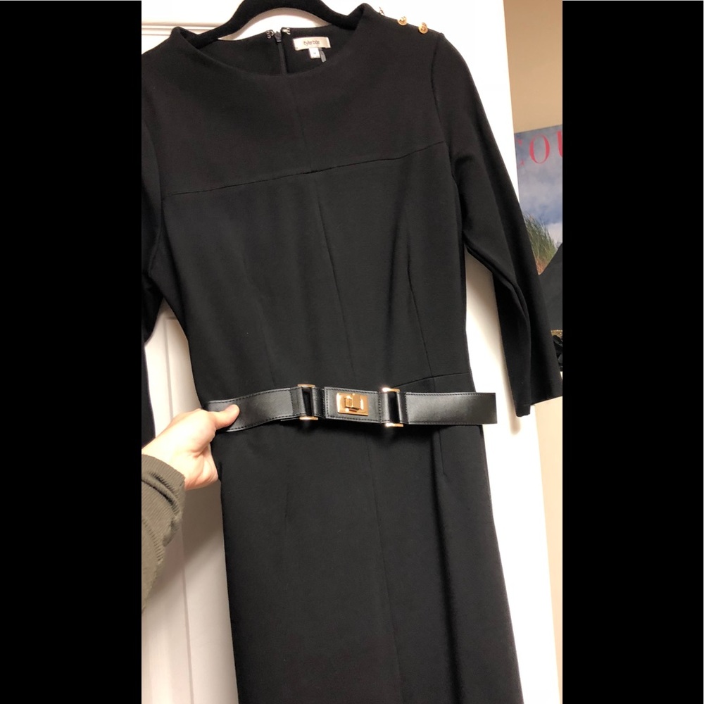 Tyler Boe- Classic Black Dress with Gold Accents